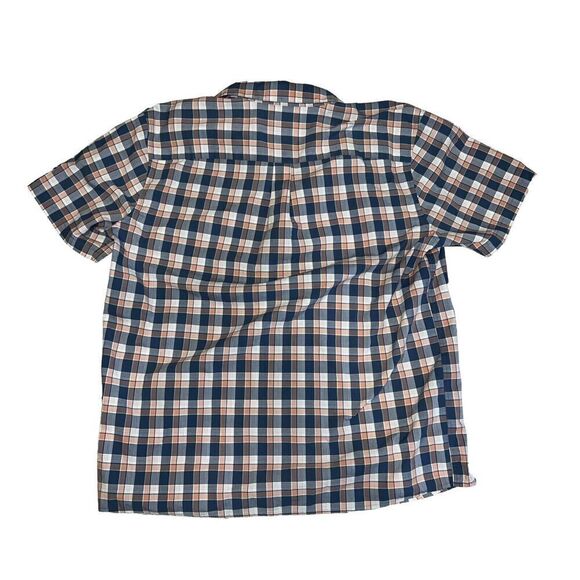 Patagonia Plaid Shirt Men's Size Large Blue Orange Short Sleeve Organic Cotton - Picture 2 of 7